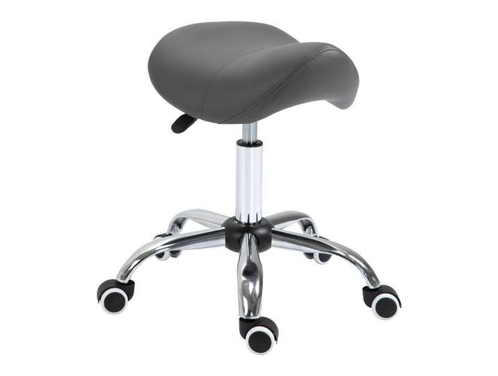 Homcom Rollhocker Höhenverstellbarer Drehhocker Arbeitshocker mit Rädern Grau, Kunststoff, 52x61x53 cm, Büromöbel, Bürostühle, Bürohocker
