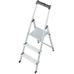 Trittleiter Krause Solidy - 3 Stufen einseitig besteigbare Trittleiter mit Stahl-Plattform