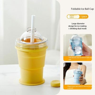Market Central Collapsible Silicone Ice Cup For Travel And Chilled Drinks yellow