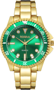 ModernMart Luxury Mens Business Quartz Watch Stainless Steel Classic Dress Sport Timepiece golden Green