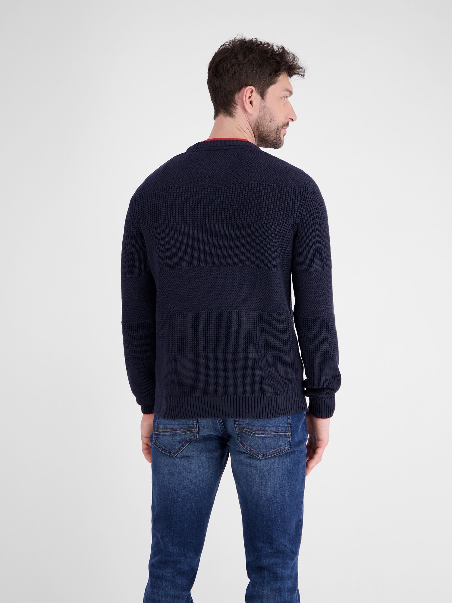 Strickpullover LERROS "Herren Strickpullover", Herren, Gr. 3XL, blau (classic navy), 100% Baumwolle, Rundhals, Pullover Strickpullover classic navy 3XL