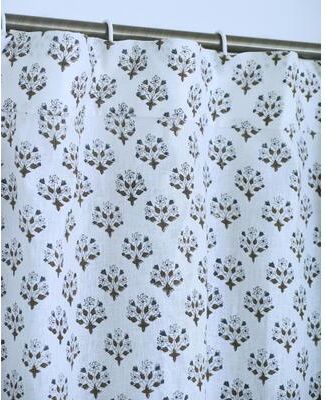 Fabdivine Floral Linen Curtain, Window Drape, Semi Sheer Curtain Panel, Hook Curtain Window Treatment for Living Room