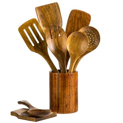 Wooden Spoons For Cooking, Teak Wooden Kitchen Utensils Set, Wooden Utensils For Cooking With Utensils Holder Wooden Spoons For Cooking, Teak Wooden Kitchen Utensils Set, Wooden Utensils For Cooking With Utensils Holder