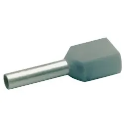 Zwillingsaderendhülsen isoliert, 2 x0,75mm2 /8mm, grau, 100 Stück