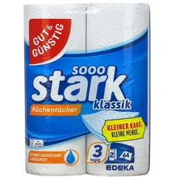 Gut & Günstig Küchenrollen »sooo stark klassik« 3-lagig, 2 Rollen weiß, 26 cm