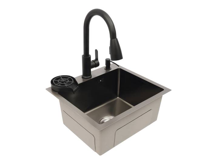 Évier de cuisine multifonctionnel en acier inoxydable avec robinet rétractable, distributeur de savon et panier de drainage, 3 spécifications