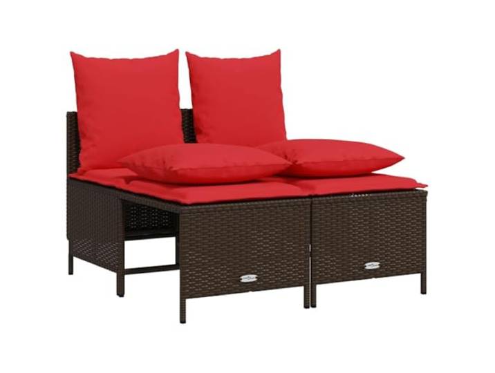 vidaXL 4-delige tuinbankset met kussens, bruin polyrotan