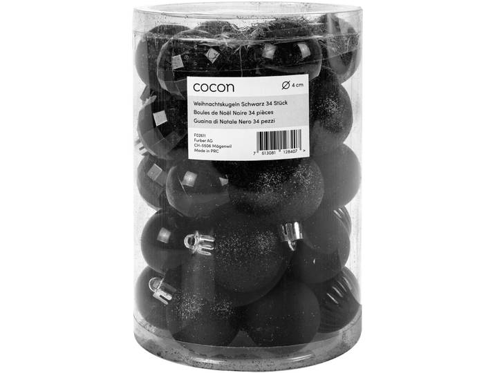 Weihnachtskugel COCON 34 Stk. Schwarz 4cm - Weihnachtskugeln 34er- Set