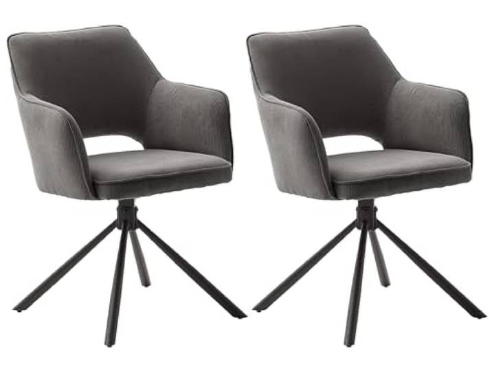 möbelando 4-Fußstuhl >Luziania< (2er Set) in anthrazit aus Stoff - 61x85x61cm (BxHxT)