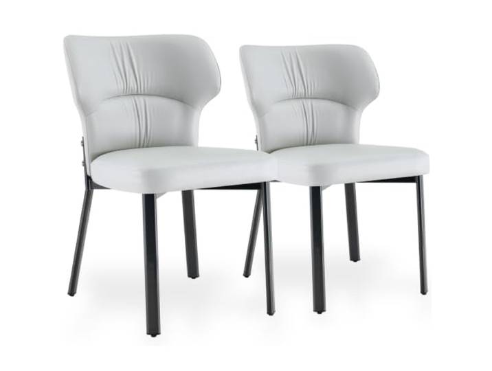 SEEDWAVE 2er-Set PU-Leder-Esszimmerstühle mit gepolsterter Rückenlehne Weich gepolsterte Sitze, schwarze Metallgestelle und bodenschonende Füße für Esszimmer, Küche und Wohnbereich