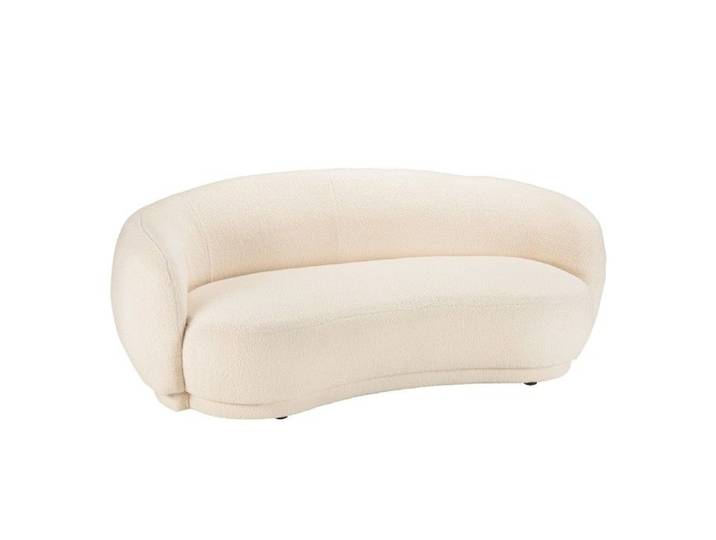 MACABANE LEOPOLD - Canapé haricot 3 places en tissu bouclette écru LEOPOLD