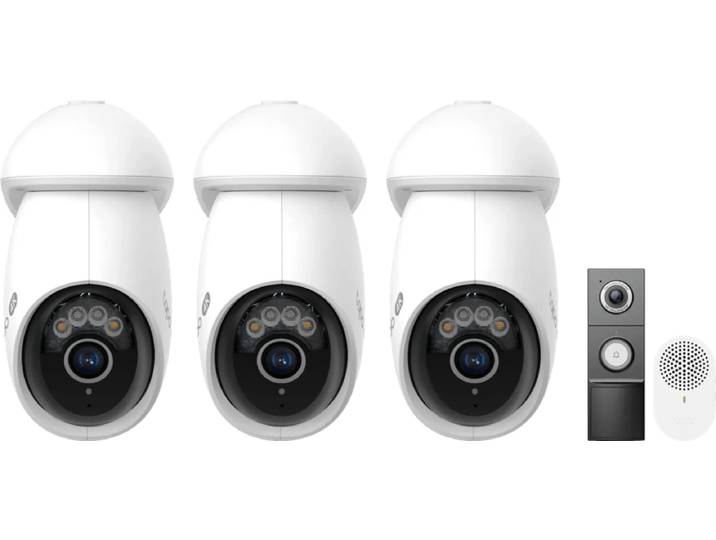TP- Link Tapo C560WS 3-Pack + D235 Smart Battery & Wired Doorbell