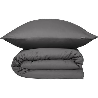 Bettwäsche SCHIESSER "Ella seidenmattes Bettwäscheset aus feinstem Baumwollsatin", grau (dunkelgrau), B/L: 155cm x 220cm, 1 Stk., 1 Stk., Satin, B/L: 80cm x 80cm, 2 Stk., Satin, Obermaterial: 100% Baumwolle, Bettwäsche, Bettwäsche, OEKO-TEX MADE IN...