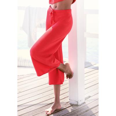 Loungehose ELBSAND, Damen, Gr. 40/42, N-Gr, rot, Feinstrick, Obermaterial: 55% Baumwolle, 45% Nylon, unifarben, Hosen Loungehose, aus weichem Feinstrick