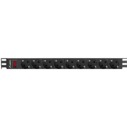 Lanberg PDU-09F-0300-BK Stromverteilereinheit (PDU) 9 AC-Ausgänge 1U, USV Zubehör