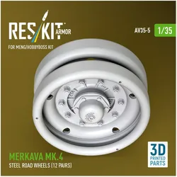 ResKit Merkava Mk.4 steel road wheels (12 pairs) (3D Printed) for Meng / Hobby Boss