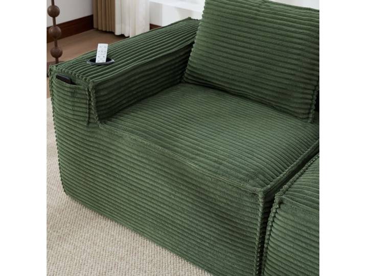Canape 2 Places En Velours Cotele Vert Canape Droit Modulable FloraGrace Pour Salon Et Appartement Sans Montage 188x90x75cm