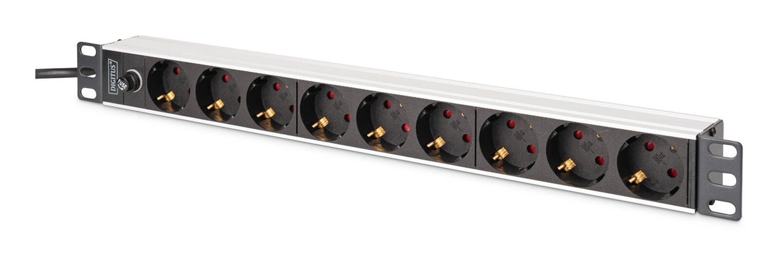 Digitus DN-95437 Stromverteilereinheit (PDU) 9 AC-Ausgänge 1U Schwarz, Silber