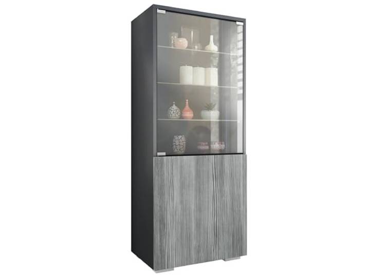 Vladon Vitrine Granada, Made in Germany, Vitrinenschrank mit Glastür und Glaseinsatz, Anthrazit matt/Avola-Anthrazit (50 x 122,5 x 34,5 cm)