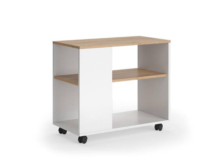 Vicco Couchtisch Marian Goldkraft Eiche/Weiß 70 x 36.6 cm mit Rollen, Eichefarben, Weiß, Holzwerkstoff, 1 Fächer, Rechteckig, 70x61x36.6 cm, Wohnzimmer, Wohnzimmertische, Couchtische