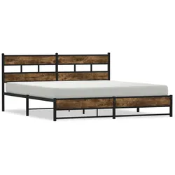 vidaXL Metallbett ohne Matratze Räuchereiche 180x200 cm