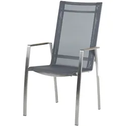 Diamond Garden Stapelstuhl VENEDIG Hoch Edelstahl / Sunproof Sling Schwarz/Silber