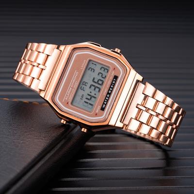 ModernMart LuxeGlow LED Digital Watch For Men Stainless Steel Business Wristwatch rose Gold