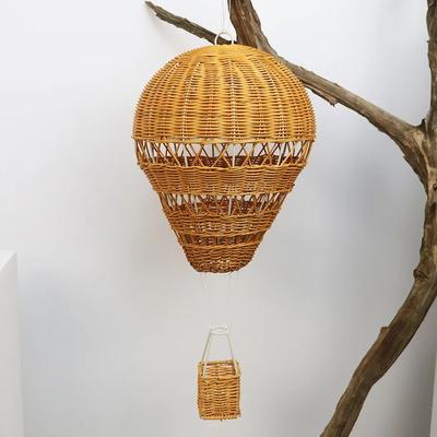 Inspire Select Handwoven Rattan Hot Air Balloon Hanging Decor Kawaii Nursery Wall Ornament & Photo Prop brown 11.8 8.7 In
