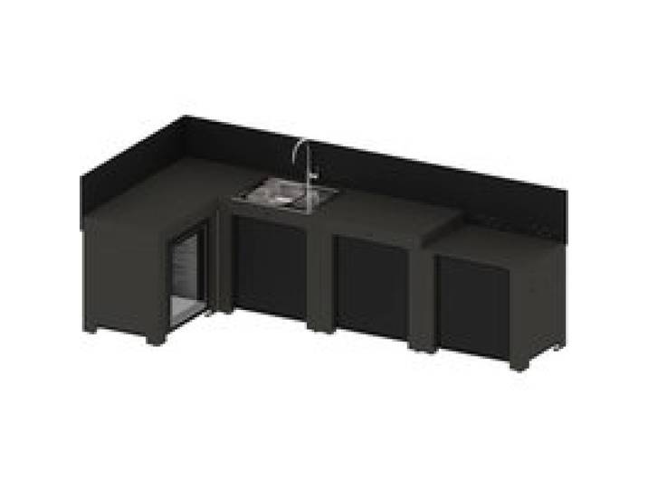 Cuisine 4 modules avec évier et réfrigérateur Comfort Gris Cargo