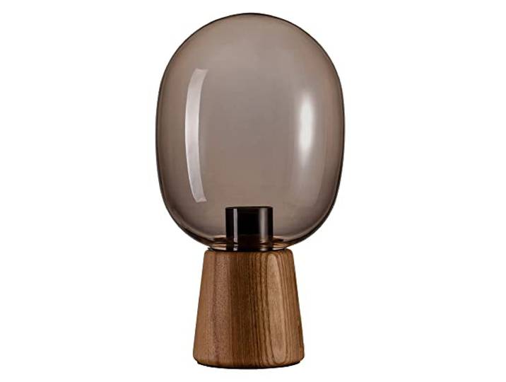 Pauleen 48232 Mystical Gleam Tischleuchte max. 20 Watt Rauchglas, Holz Nachttischlampe im Boho Nature Look aus Glas, Holz E27