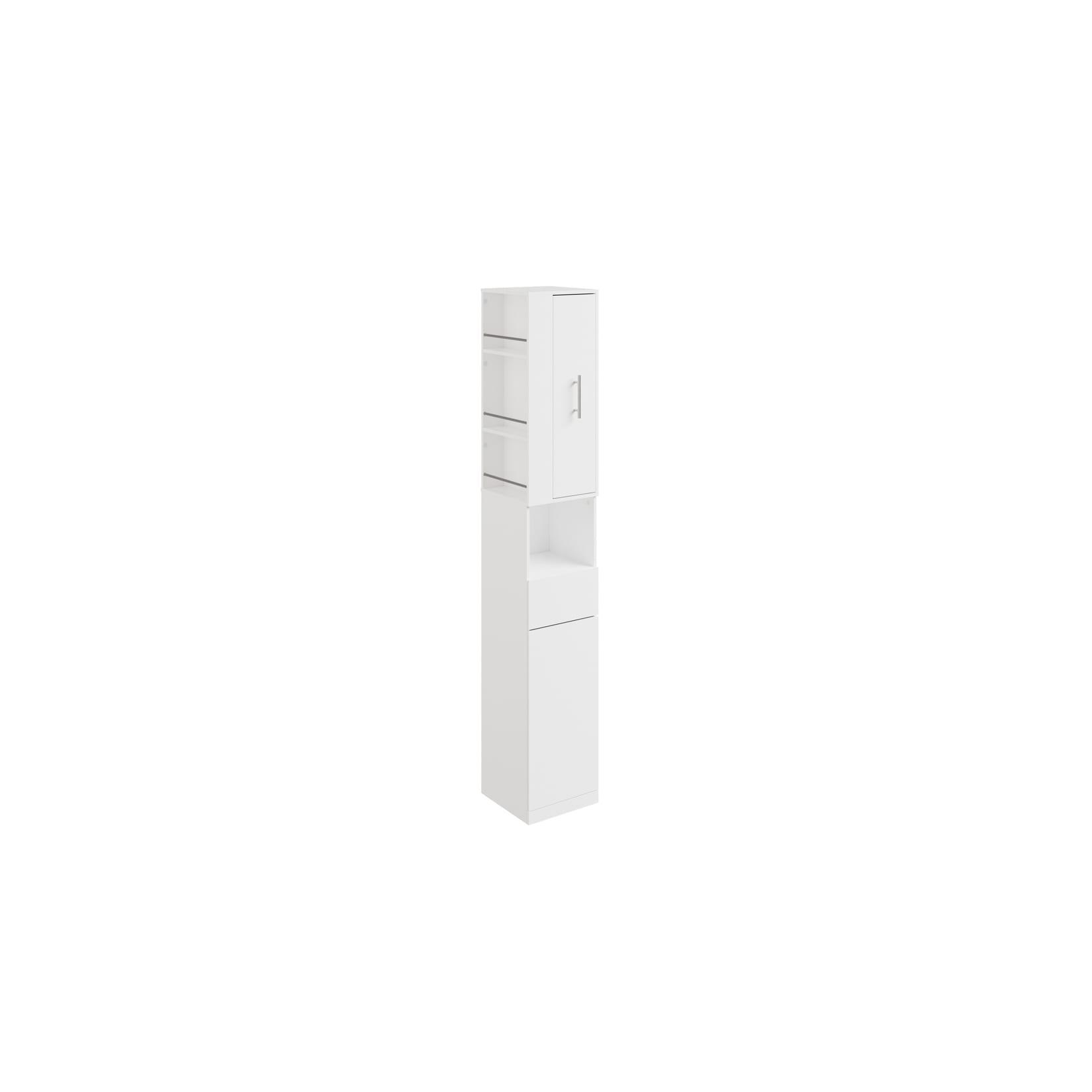 SoBuy Badezimmerschrank, Hochschrank für Bad, Badregal mit 2 Schubladen Weiß 30x30x180cm Modern