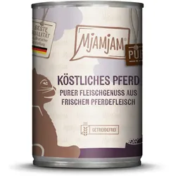 MJAMJAM Purer Fleischgenuss 400g Dose Katzennassfutter 6 x 400 Gramm köstliches Pferd pur