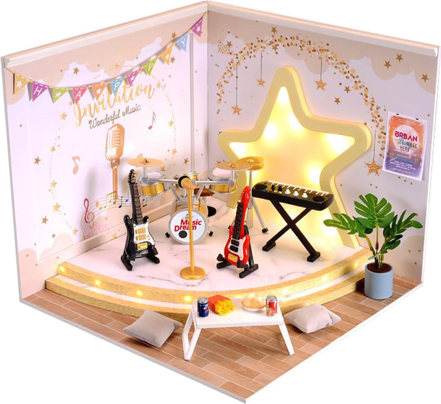 Gistuch DIY Miniatuur Poppenhuis Set - Houten Elektrisch Speelgoed Model