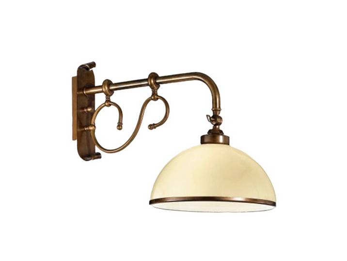 Cremasco Wandlampe LA BOTTE, dimmbar, creme / amber, für Schlafzimmer, Messing, Landhaus / Rustikal, Wandleuchte, Wandlampe Innen
