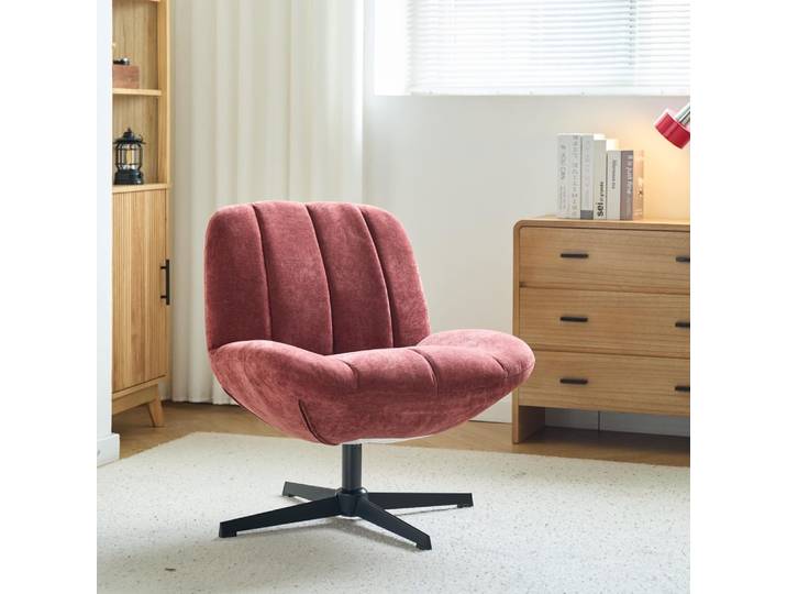Fauteuil swivel de salon en tissu terracotta