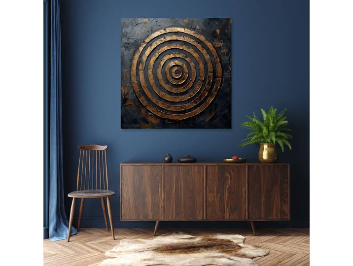 Kunstdruck QUEENCE Goldene Kreise , gold (farbe bild(er): gold), B:40cm H:40cm T:1,5cm, Canvas, Holz, Bilder, Kunstdruck, Premium-Leinwandstoff, Handarbeit aus Deutschland