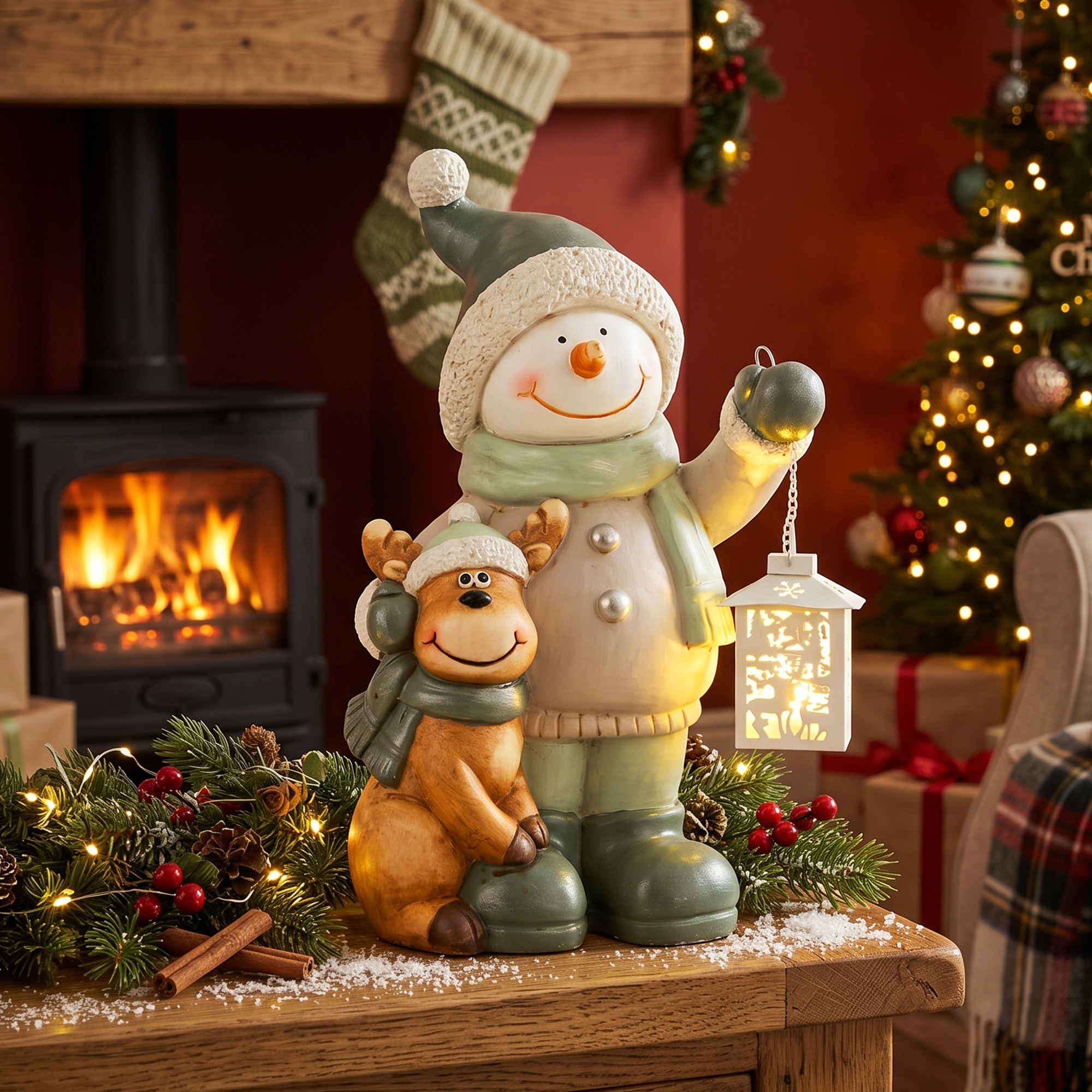 Homcom Decorazione Natalizia Pupazzo di Neve 43 cm con Lanterna LED e Timer   Aosom Italy