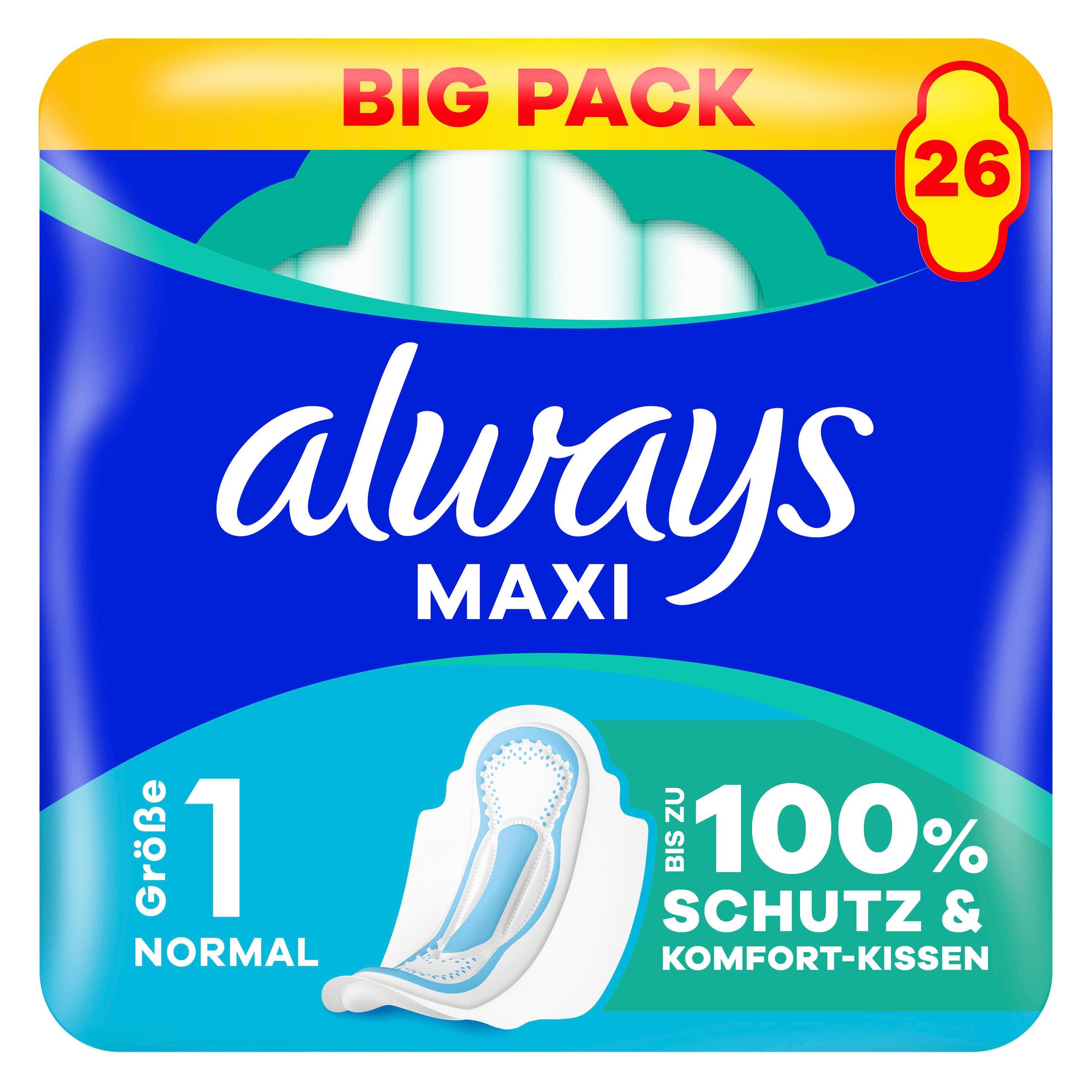 Always Maxi Binde Normal mit Flügeln BigPack 26 Damenbinde 26 Stück (26x) (8006530178969)