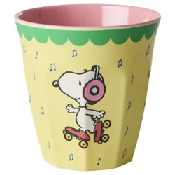 RICE Melamin Kinderbecher Becher Snoopy Medium, Gelb - H9 Ø9 cm - 250 ml