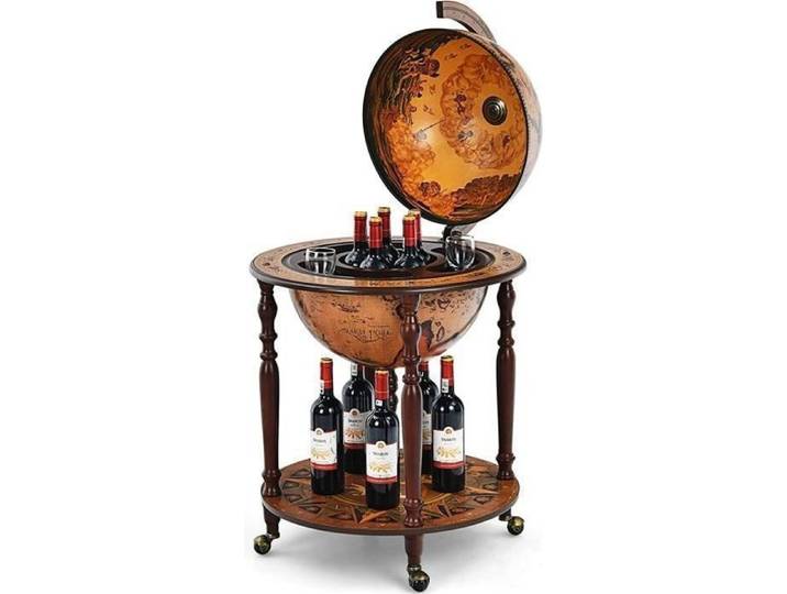 GOPLUS Meuble Range Bouteille Mobile avec Rangement Fermé et Etagère Ouverte-60 5x60 5x95 5CM Brun