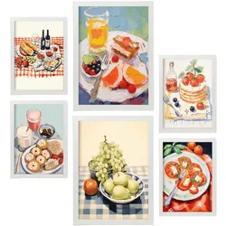 POSTER Set Mit 6 Picknick In Foodies A3 & A4 Weißer Rahmen