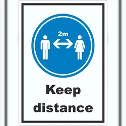 HB-Druck Keep distance Symbol und Text Aufkleber A9 (37x52mm)