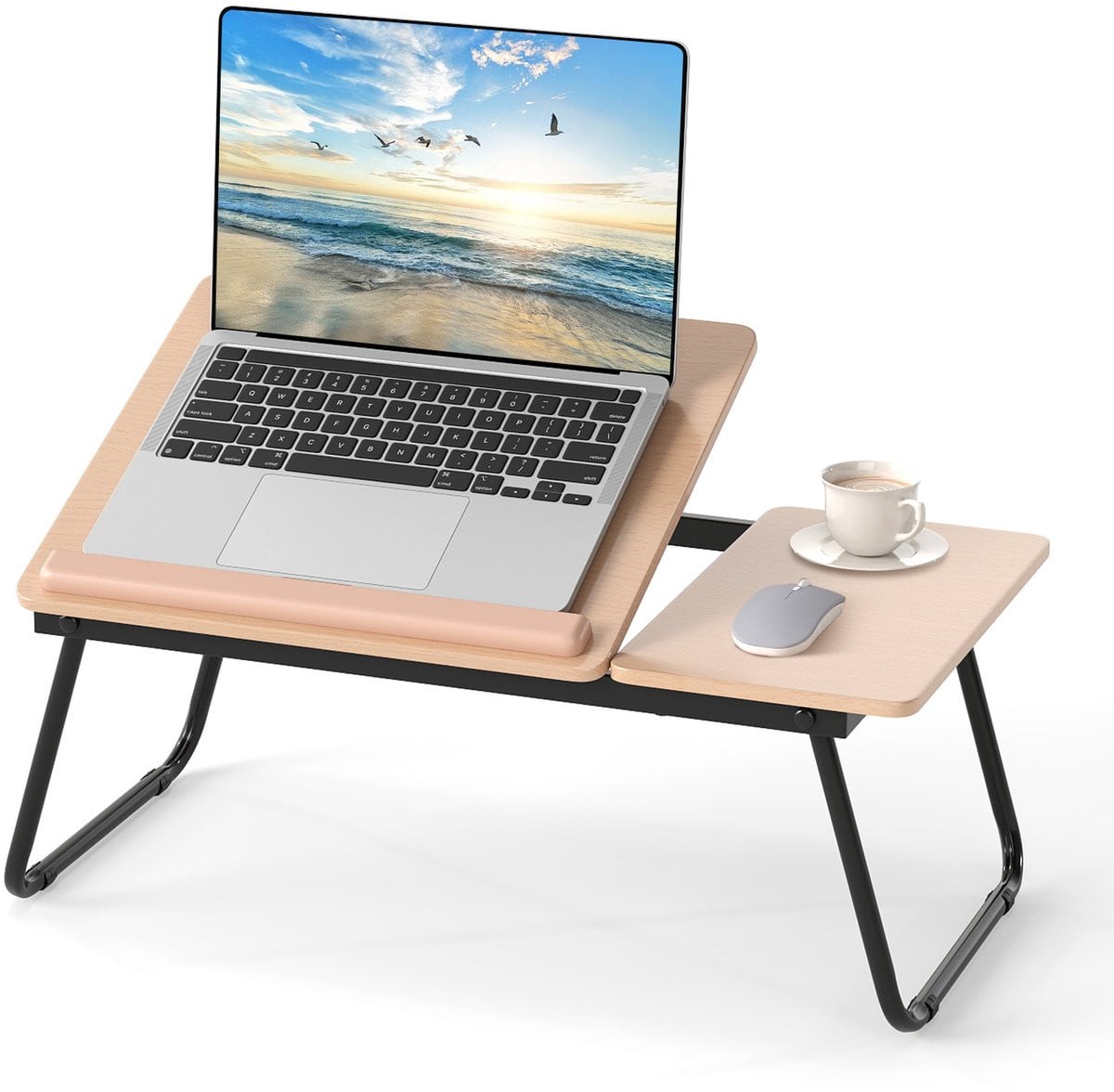 COSTWAY Draagbare laptoptafel met kantelbaar blad en opvouwbaar ontwerp