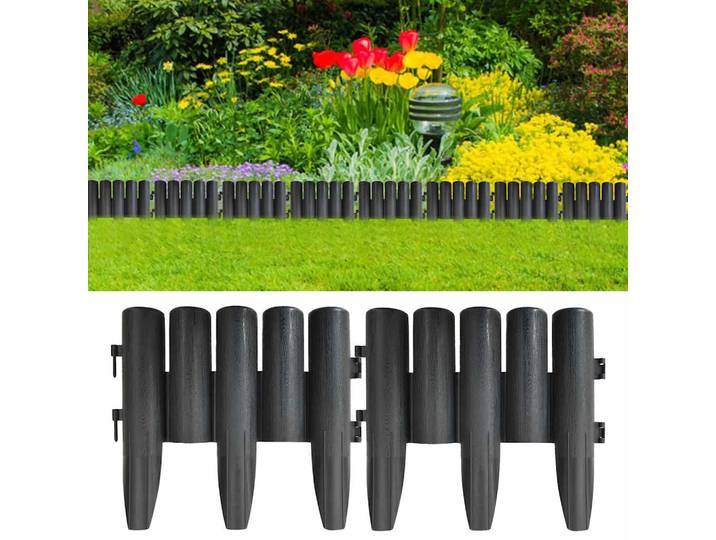 vidaXL Rasenkanten 36 Stk. Anthrazit 10 m PP