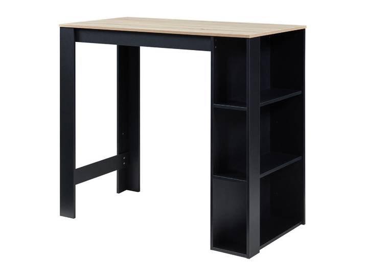 [en.casa] Bartisch Danderyd, Schwarz, Eichefarben, Holzwerkstoff, Rechteckig, 120x105.5x60 cm, Esszimmer, Barmöbel, Bartisch