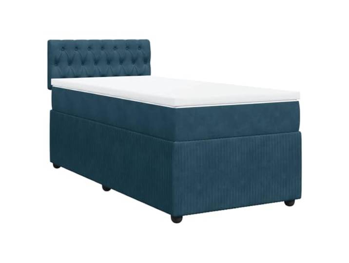 PUGYNBK Boxspringbett, Samt, Dunkelblau, 80 x 200 cm Taschenfedern, waschbarer Matratzenschoner, Lattenrost, atmungsaktive Unterstützung