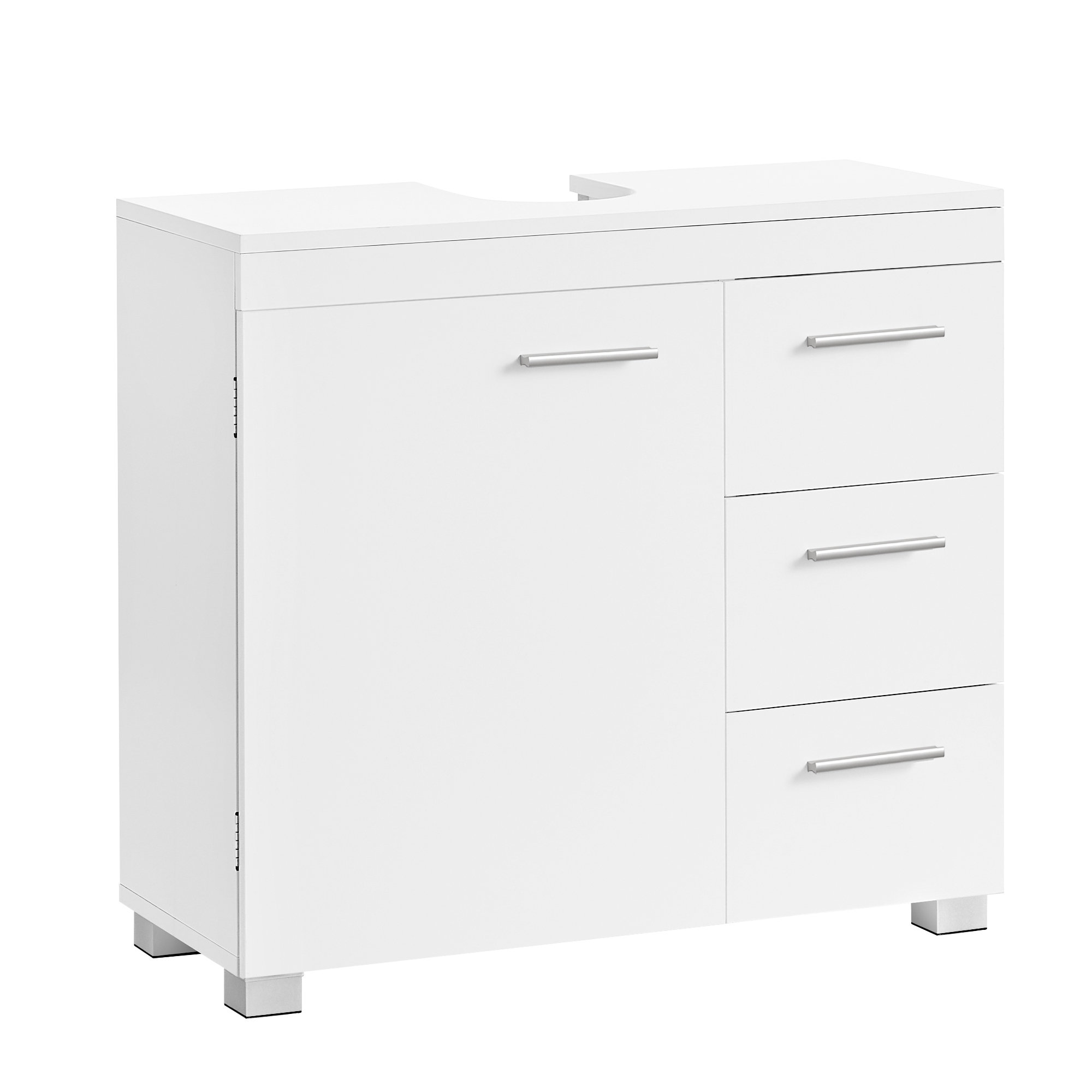 VASAGLE Waschbeckenunterschrank, Badezimmerschrank, 3 große Schubladen BBKB35503W10