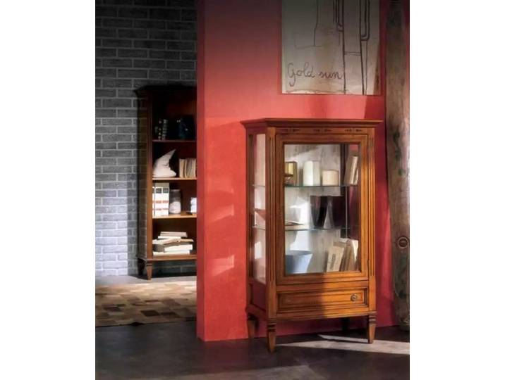 JVmoebel Vitrine Massivholz Vitrine mit Glastüren in warmer Braunfärbung (1-St., Vitrine) Made in Europa