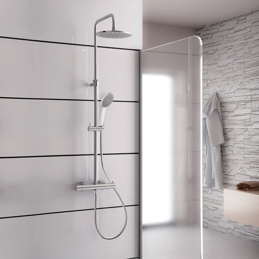 Kronenbach shower system 2.0 round with thermostat and overhead shower 22.5 cm 27129000KBN