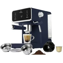 BerlingerHaus Espressomaschine Dunkel-Blau (matt) 950 W E.S.E. Pad kompatibel, Siebträgermaschine, Blau